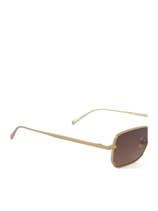 Cs 012 Unisex Sunglasses with Gold Metal Frame and Brown Gradient Lens