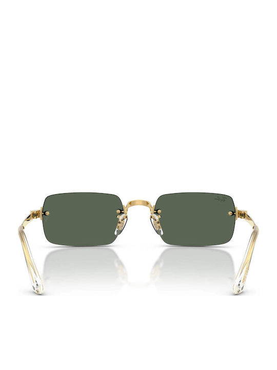 Ray Ban Unisex Sunglasses with Gold Metal Frame and Green Lens RB3928 001/71