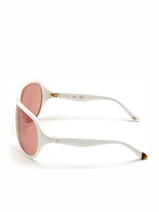 Web Women's Sunglasses with White Plastic Frame and Pink Lens