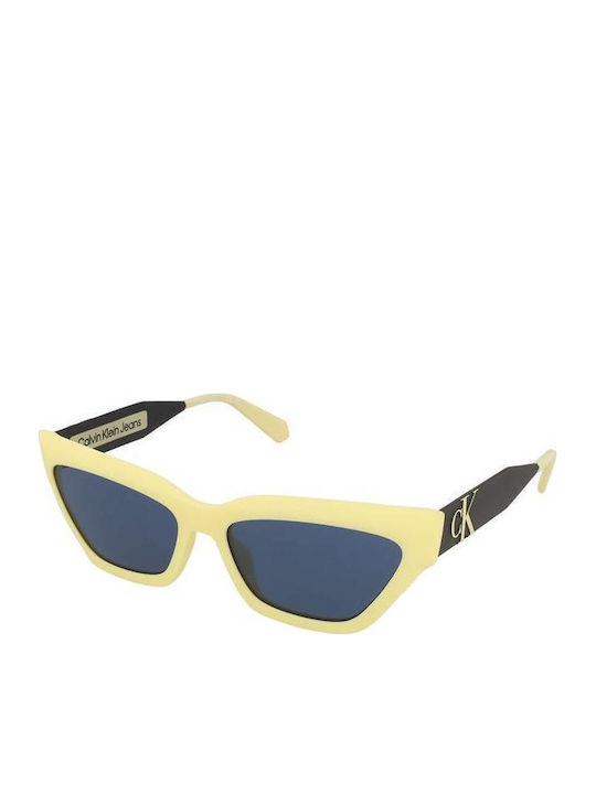Calvin Klein Women's Sunglasses with Yellow Plastic Frame and Blue Lens CKJ22640S 745