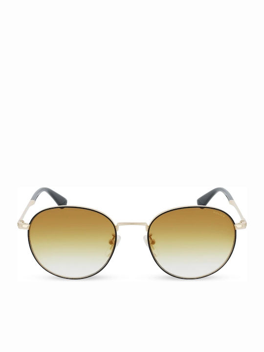 Police Women's Sunglasses with Gold Metal Frame and Yellow Gradient Mirror Lens