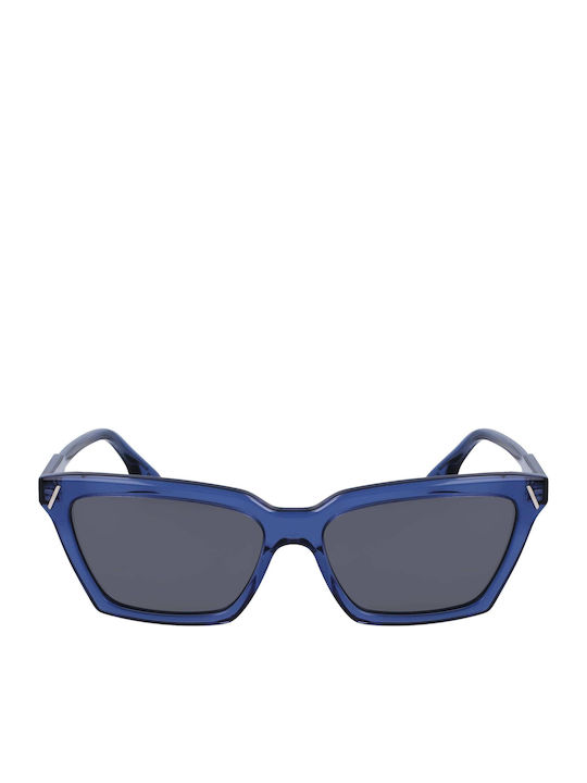 Victoria Beckham Damen Sonnenbrille mit Blau Kunststoff Gestell und Blau Linse