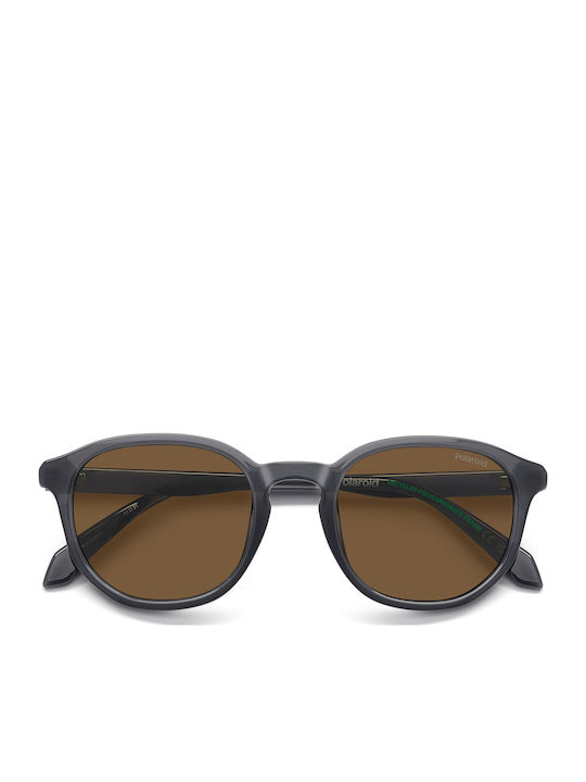 Polaroid Unisex Sunglasses With Grey Horn-Rimmed Frame And Brown Lens PLD4195/S KB7/SP