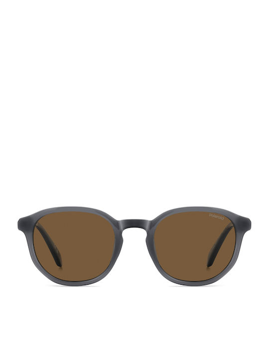 Polaroid Unisex Sunglasses With Grey Horn-Rimmed Frame And Brown Lens PLD4195/S KB7/SP