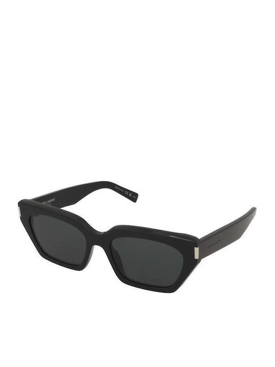 Ysl Women's Sunglasses with Black Plastic Frame and Black Lens