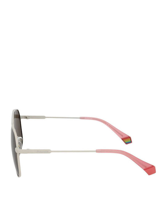 Polaroid Unisex Sunglasses with Beige Metal Frame and Brown Polarized Lens PLD6173/S 10A/SP