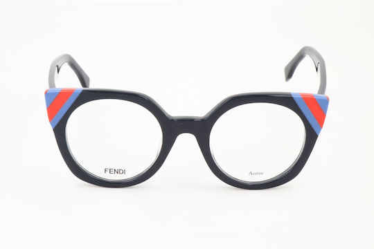 Fendi Γυναικείος Κοκκάλινος Σκελετός Cat Eye Μαύρος FF 0246 PJP