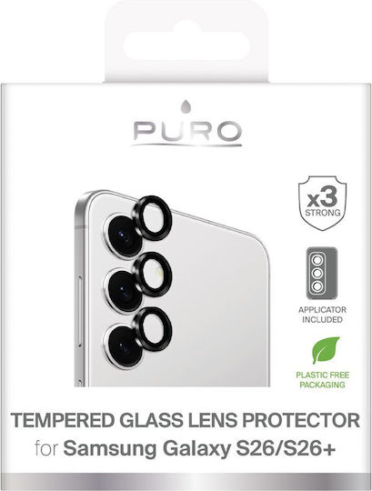 Puro Προστασία Κάμερας Tempered Glass Μαύρο για το Samsung Galaxy S26/s26 Plus