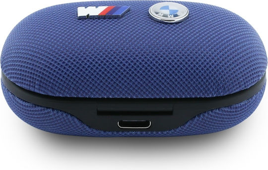 BMW Metal Logo In-ear Bluetooth Handsfree Headphones with Sweat Resistance and Charging Case Blue