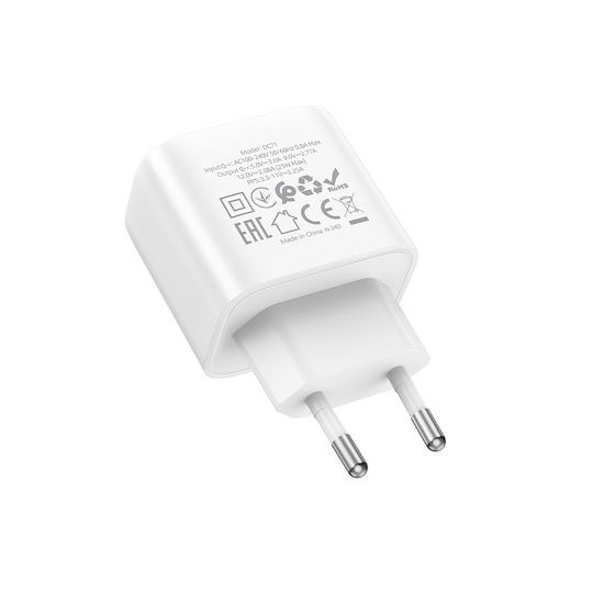 Hoco Φορτιστής Χωρίς Καλώδιο με Θύρα USB-C 25W Power Delivery Λευκός (DC71)