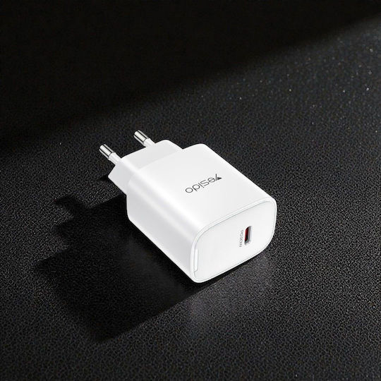 Yesido Wireless Charger with USB-C Port 20W Power Delivery White