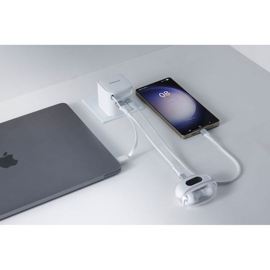 Intenso Φορτιστής GaN με Θύρα USB-A και Θύρα USB-C και Καλώδιο USB-C 65W Λευκός (7806522)