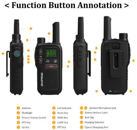 Baofeng BF-T18 Ασύρματος Πομποδέκτης PMR 3W με Μονόχρωμη Οθόνη Σετ 2τμχ