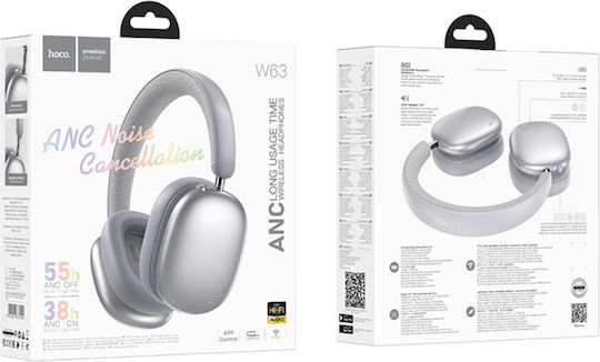 Hoco W63 Wireless / Wired Over Ear Headphones Silver
