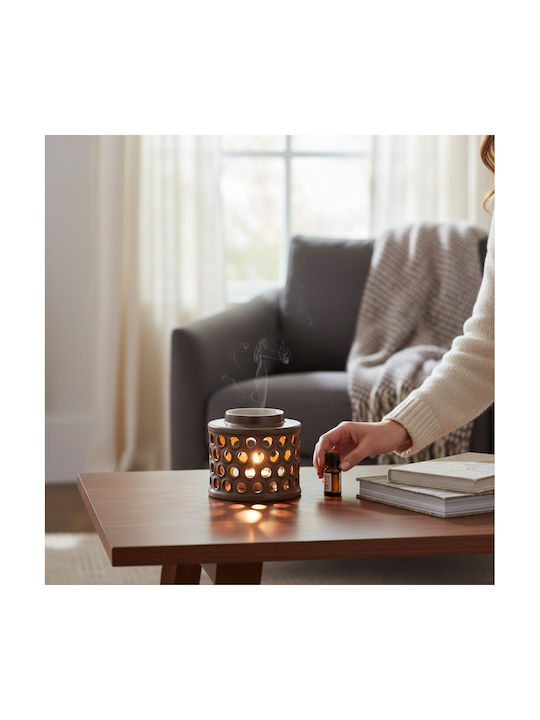 Ceramic Room Fragrance Wax Burner "glow Bronze" Scentchips White Matte 13x13x11 850175