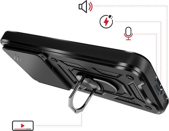Avizar Case Redmi Note 15 5g Swiveling Camera Cover Ring Stand Black