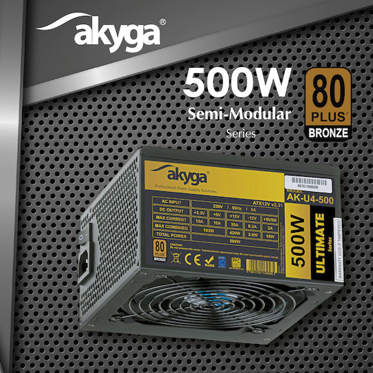 Akyga AK-U4-500 500W Black Computer Power Supply Full Wired 80 Plus Bronze