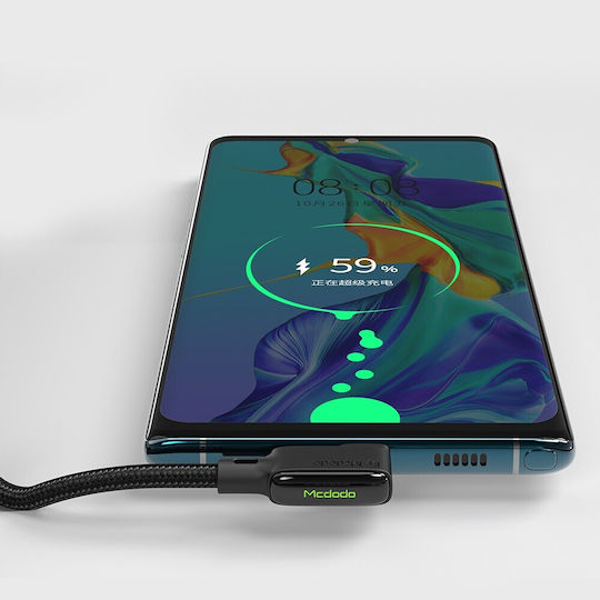 Mcdodo Abgewinkeltes USB Typ-C Kabel Spiral Feder Schnellladekabel mit LED