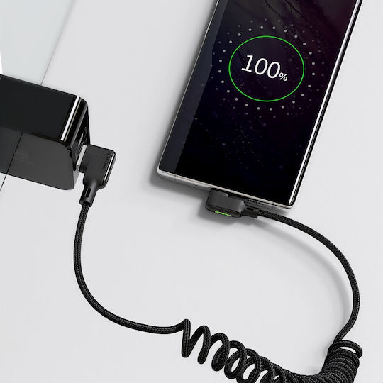 Mcdodo Abgewinkeltes USB Typ-C Kabel Spiral Feder Schnellladekabel mit LED