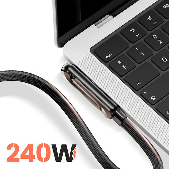 Avizar Cablu Usb-c La Usb-c Power Delivery 240w Design În Unghi 1.5m Negru