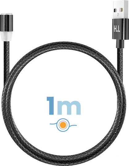 Avizar Cablu 3-in-1 Magnetic Usb-c Lightning Micro-usb La Usb-a 1m Negru