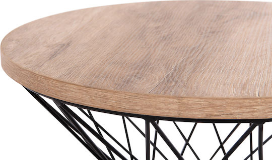 Round Side Coffee Table Keon Wooden Sonoma W45xL45xH50cm