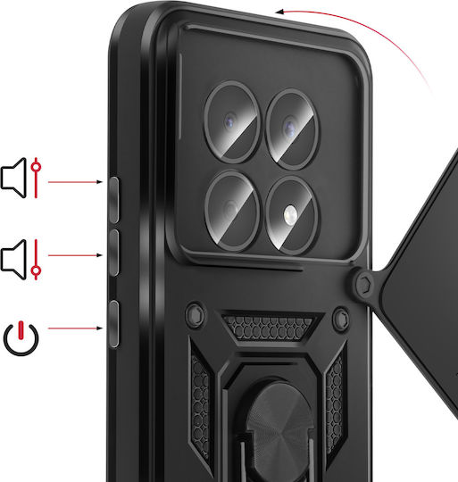 Husă Avizar Redmi Note 15 4g Capac Rotativ Cameră Inel Stand Negru