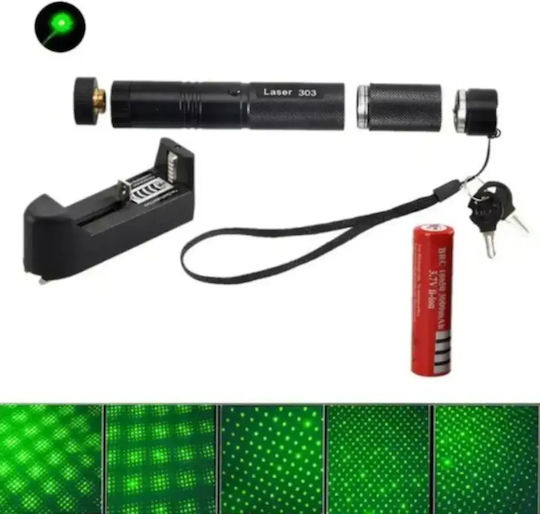 Prezentator Laser Verde Abyz Power <10000 Mw Baterie Li-ion 4800 Mah Lungime de Undă 532 Nm 16 X 2 Cm Calitate Premium Negru