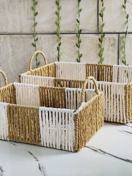 TnS Καλάθι Απλύτων Ψάθινο 25x17x9cm Καφέ