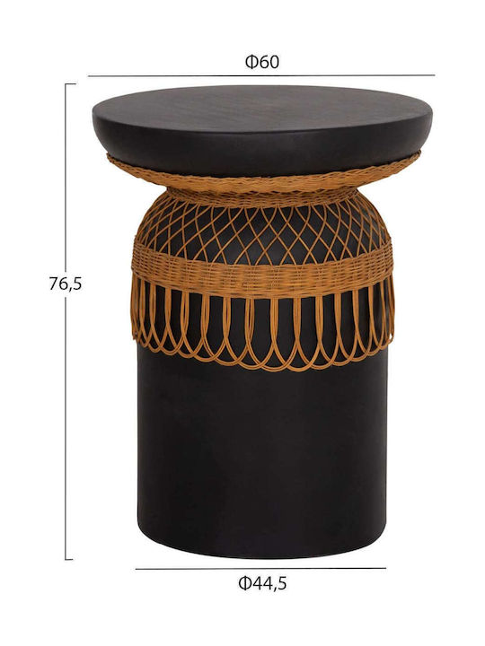 Round Table Dining Room from Cement Black Velvet-Black Metal 60x60x76cm