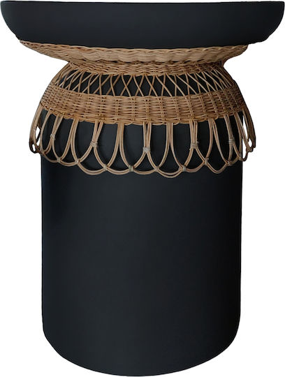 Prilep Rund Tisch Speisesaal aus Zement Black Velvet-Black Metal 60x60x76cm