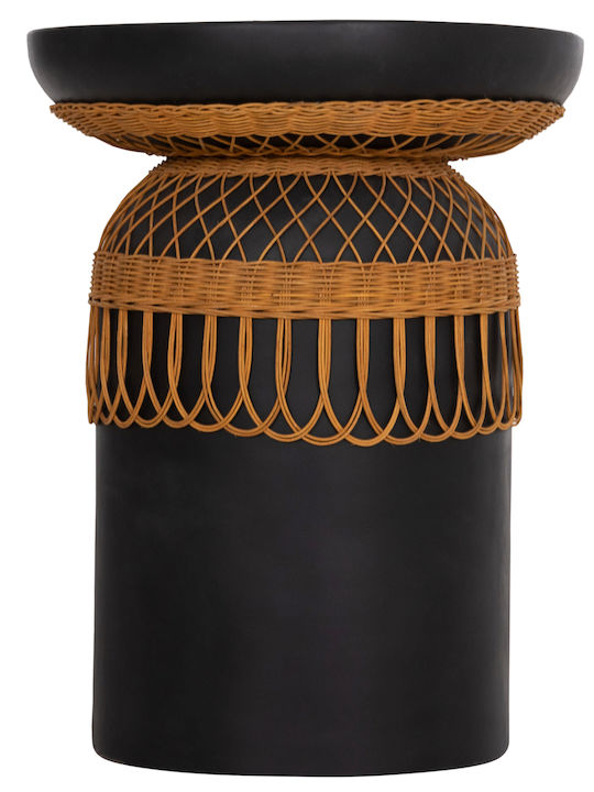Prilep Round Table Dining Room from Cement Black Velvet-Black Metal 60x60x76cm