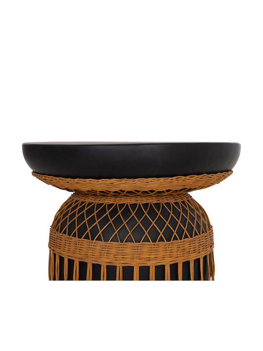 Prilep Round Table Dining Room from Cement Black Velvet-Black Metal 60x60x76cm