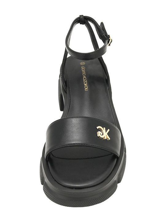 Damen Sandalen Schwarz Leder