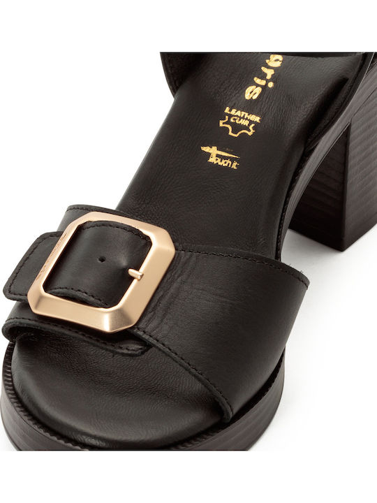 Damen Sandalen Schwarz Leder