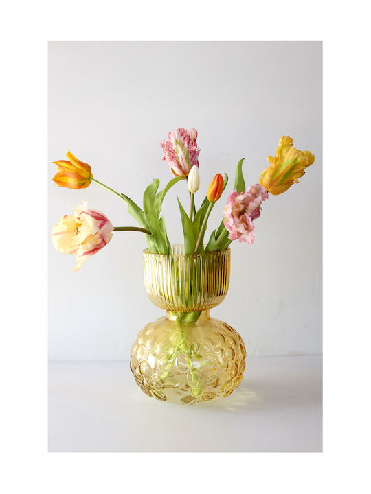 Kaemingk Dekorative Vase Glas Gelbe 18x18xH23cm
