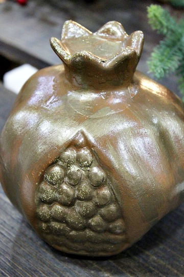 Gerakis Tabletop New Year's Lucky Charm Brown Pomegranate Made of Plaster 11.5x11.5cm 004075KA