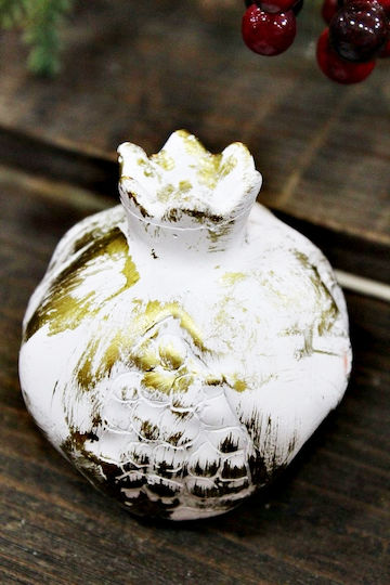 Gerakis Talismane Norocoase De Anul Nou De Birou Rodie Alb Din Tencuială 8x8.5cm
