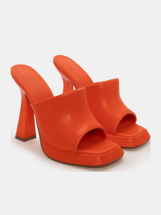 Flat Mules In Orange Colour
