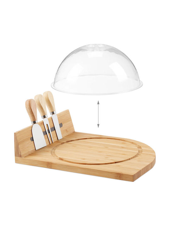 Relaxdays Сервиране На Плато За Сирене С Дръжка Дървено 31x25см