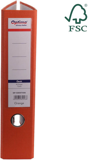 Optima Clasic & Premium A4 Binder Laminated Pp Paper Metal Edge 75 Mm Optima Classic Orange