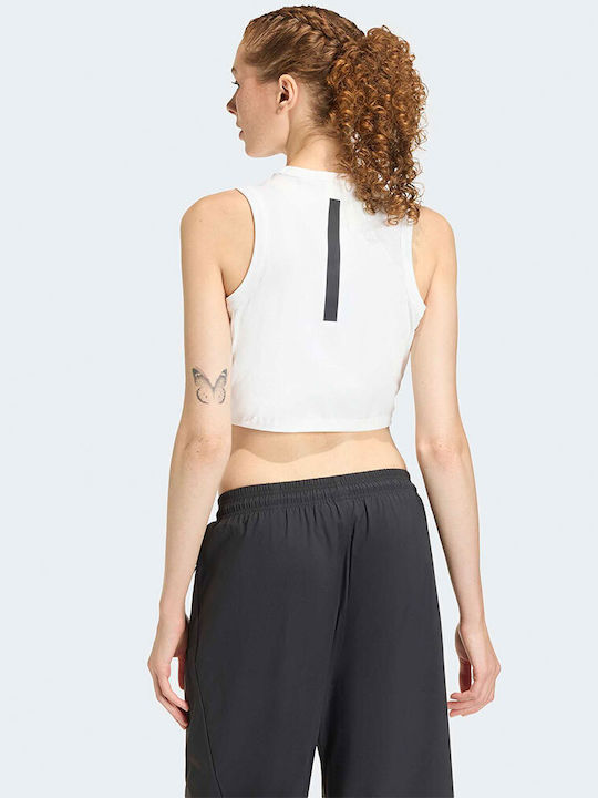 Damen Sport Crop Top Ärmellos Weiß