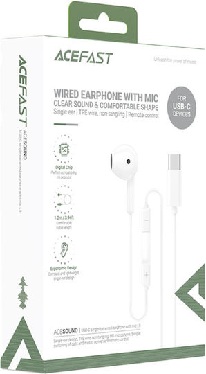 Acefast 49378 In Ear Handsfree Слушалки с Букса USB-C Бял