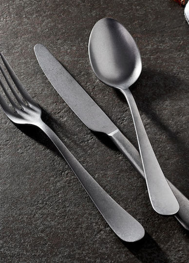 Raki Old Fashioned Set of Food Forks Inox Gray 21.3cm 6 Pieces