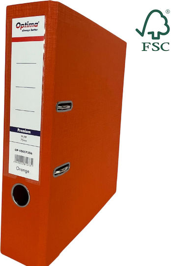 Optima Clasic & Premium A4 Lever Arch File Laminated Pp Pp Metal Edge 75 Mm Optima Premium Orange