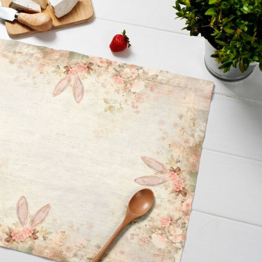 Plate Mat 35x45cm Set 4 Pieces Made Cotton Pastel Floral Elon Bunny