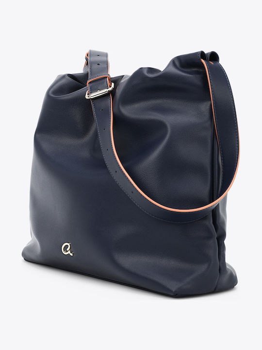 Women's Shoulder Bag from Artificial Leather Blue