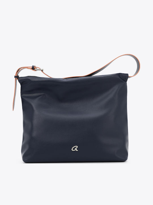 Women's Shoulder Bag from Artificial Leather Blue