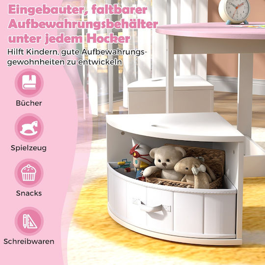 Costway Kinder Tische Set mit Stühlen für Malerei Rosa Costway