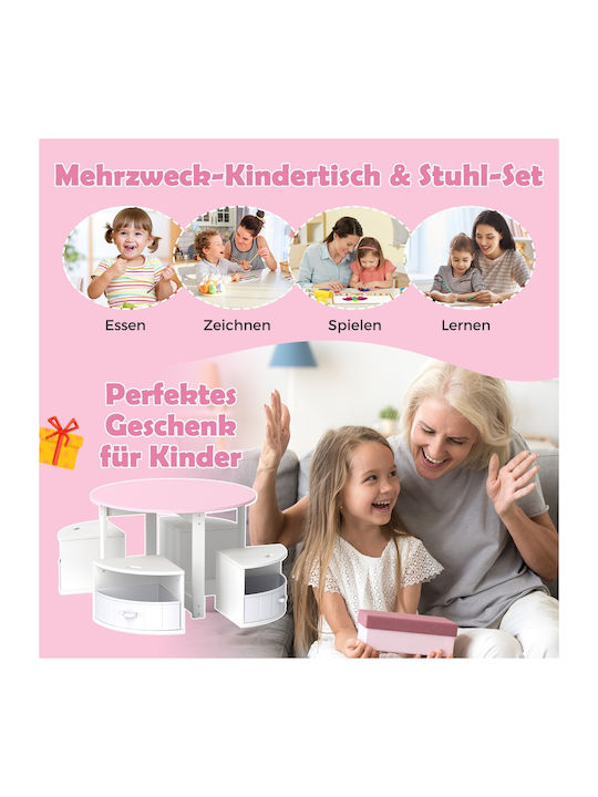 Kids Table Set with Chairs for Painting Pink Costway